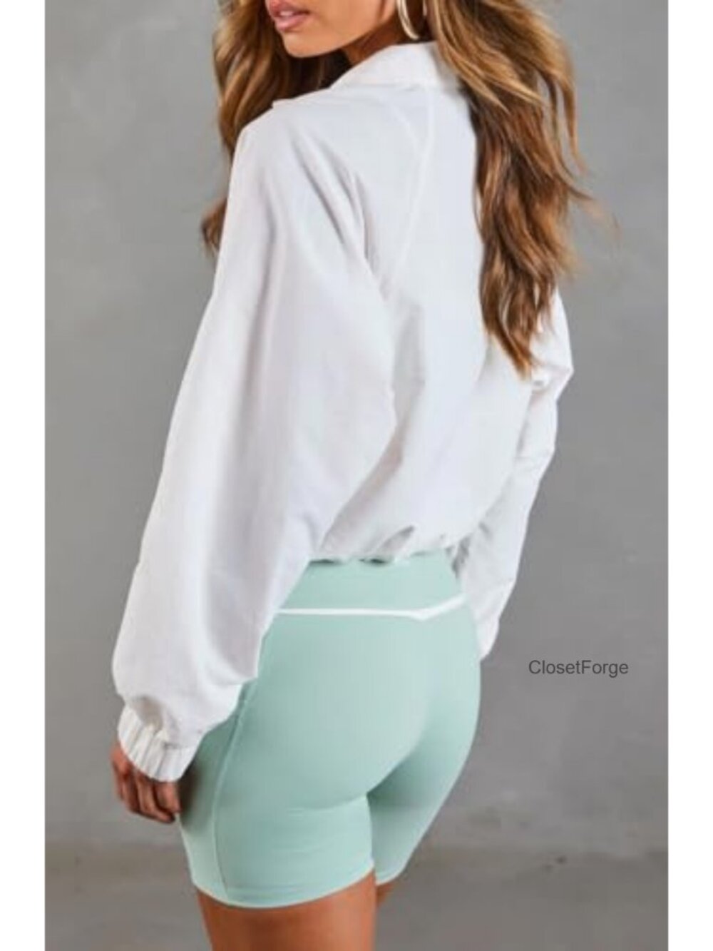 Lightweight Quarter Zip Cropped Pullover Athletic Jacket - Picture 3 of 5